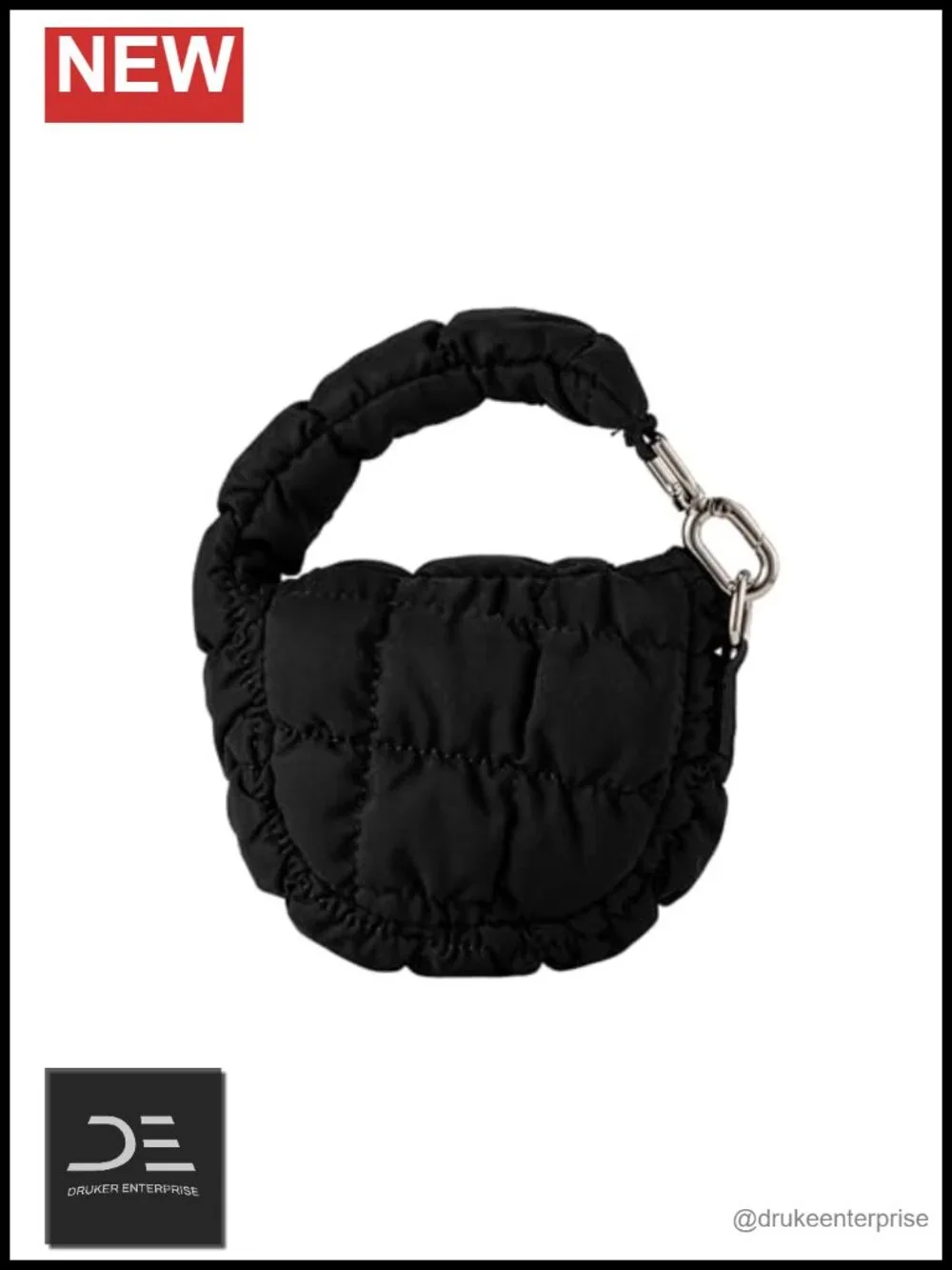 Quilted Mini Pouch - Cute Puffer Bag Wristlet with Metal Clasp for Earphones